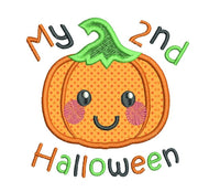 My 2nd Halloween pumpkin applique machine embroidery design by sweetstitchdesign.com