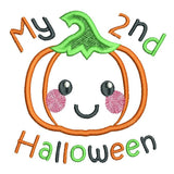 My 2nd Halloween pumpkin applique machine embroidery design by sweetstitchdesign.com