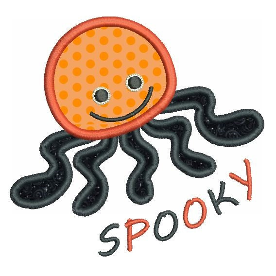 Halloween octopus applique machine embroidery design by sweetstitchdesign.com