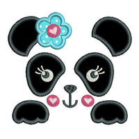 Panda face applique machine embroidery design by sweetstitchdesign.com