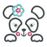 Panda face applique machine embroidery design by sweetstitchdesign.com