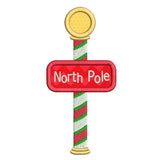Christmas North Pole post applique machine embroidery design by sweetstitchdesign.com