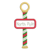 Christmas North Pole post applique machine embroidery design by sweetstitchdesign.com