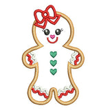 Christmas gingerbread girl applique machine embroidery design by sweetstitchdesign.com