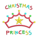 Christmas princess crown applique machine embroidery design by sweetstitchdesign.com