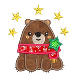 Christmas bear applique machine embroidery design by sweetstitchdesign.com