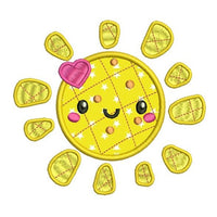 Pineapple sun applique machine embroidery design by sweetstitchdesign.com