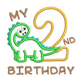 2nd birthday train dinosaur applique machine embroidery design by sweetstitchdesign.com