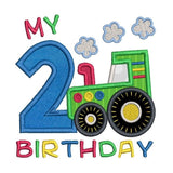 2nd birthday tractor applique machine embroidery design by sweetstitchdesign.com