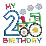 2nd birthday tractor applique machine embroidery design by sweetstitchdesign.com