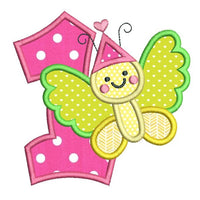 1st birthday butterfly applique machine embroidery design by sweetstitchdesign.com