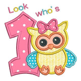 1st birthday owl applique machine embroidery design by sweetstitchdesign.com