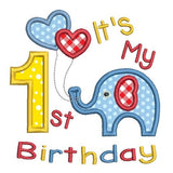 My 1st birthday elephant applique machine embroidery design by sweetstitchdesign.com