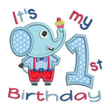 My 1st birthday elephant applique machine embroidery design by sweetstitchdesign.com