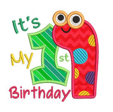 1st birthday worm applique machine embroidery design by sweetstitchdesign.com