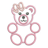 Baby girl teddybear applique machine embroidery design by sweetstitchdesign.com