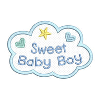 Sweet baby boy applique machine embroidery design by sweetstitchdesign.com