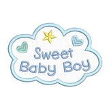 Sweet baby boy applique machine embroidery design by sweetstitchdesign.com
