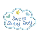 Sweet baby boy applique machine embroidery design by sweetstitchdesign.com