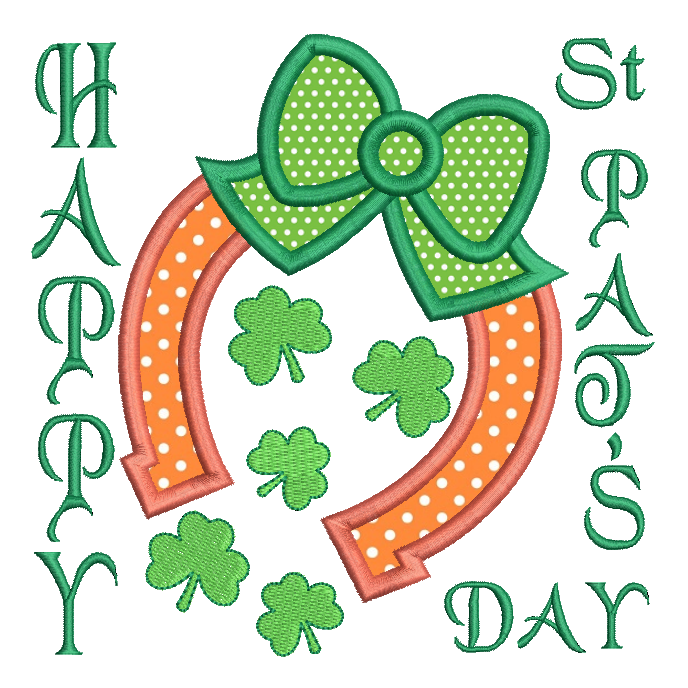 St Pat's Horseshoe applique machine embroidery design by sweetstitchdesign.com