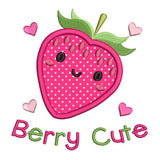 Strawberry applique machine embroidery design by sweetstitchdesign.com