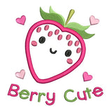 Strawberry applique machine embroidery design by sweetstitchdesign.com