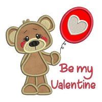Valentine's Day teddy bear applique machine embroidery design by sweetstitchdesign.com