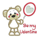 Valentine's Day teddy bear applique machine embroidery design by sweetstitchdesign.com