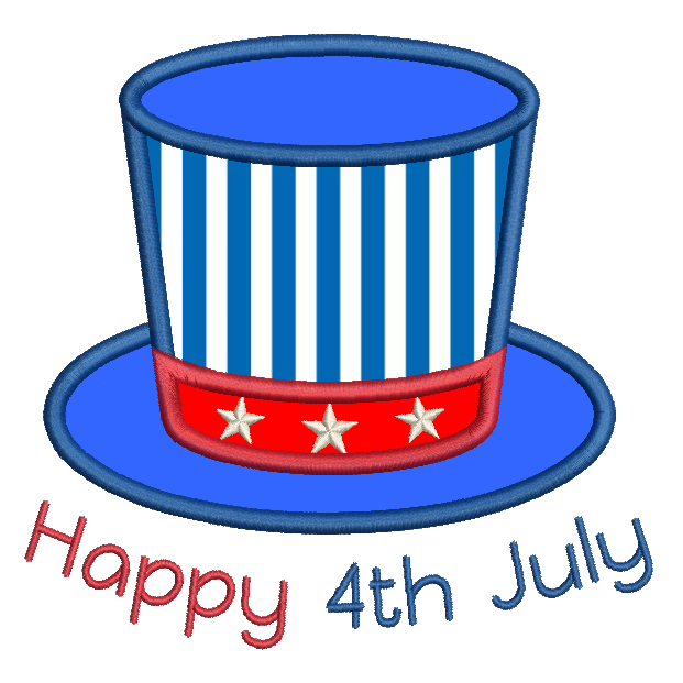4th July hat applique machine embroidery design by sweetstitchdesign.com