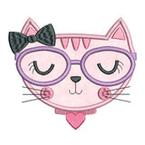 Sassy cat applique machine embroidery design by sweetstitchdesign.com