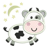 Cute cow applique machine embroidery design by sweetstitchdesign.com