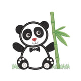 Bamboo panda applique machine embroidery design by sweetstitchdesign.com