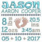 Baby birth announcement template machine embroidery design by sweetstitchdesign.com