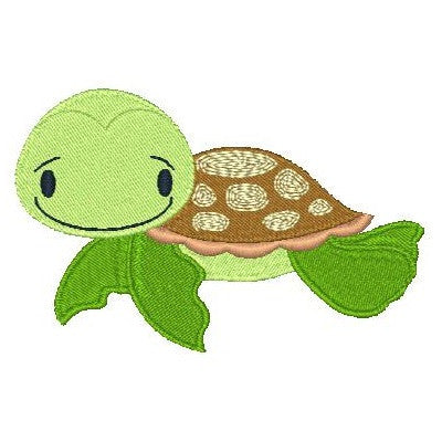 Cute baby turtle machine embroidery design by sweetstitchdesign.com