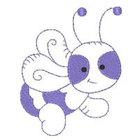 Little purple bee machine embroidery design by sweetstitchdesign.com
