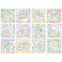 Baby quilt blocks linework machine embroidery designs by sweetstitchdesign.com