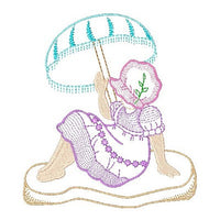 Sun bonnet girl machine embroidery design by sweetstitchdesign.com