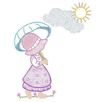 Sun bonnet girl machine embroidery design by sweetstitchdesign.com