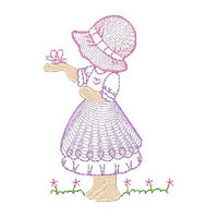 Sun bonnet girl machine embroidery design by sweetstitchdesign.com