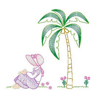 Sun bonnet girl machine embroidery design by sweetstitchdesign.com