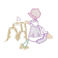 Sun bonnet girl machine embroidery design by sweetstitchdesign.com