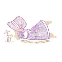 Sun bonnet girl machine embroidery design by sweetstitchdesign.com