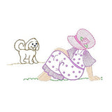 Sun bonnet girl machine embroidery design by sweetstitchdesign.com