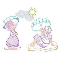 Sun bonnet girl machine embroidery designs by sweetstitchdesign.com