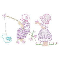 Sun bonnet girl machine embroidery design by sweetstitchdesign.com