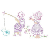 Sun bonnet girl machine embroidery design by sweetstitchdesign.com