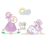 Sun bonnet girl machine embroidery designs by sweetstitchdesign.com