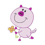 Cute pig machine embroidery design by sweetstitchdesign.com