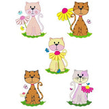Spring cats - set of 5 machine embroidery designs by sweetstitchdesign.com