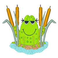 Frog machine embroidery design by sweetstitchdesign.com